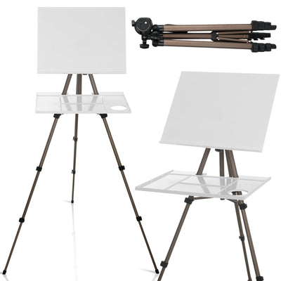 Ireer 17-65 Inch Artist Watercolor Portable Easel with Sturdy Tripod Adjustable Aluminum Metal Easel Stand with Tray Lightweight Travel Easel for
