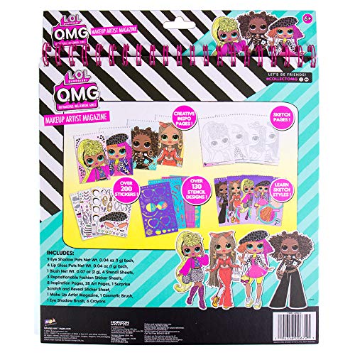 Horizon Group USA LOL OMG Make-Up Artist Magazine DIY Craft Kit, Design with Crayons, Stickers & More.Create Fashionable Looks Using Over 130 Stencil L.O.L. Surprise!
