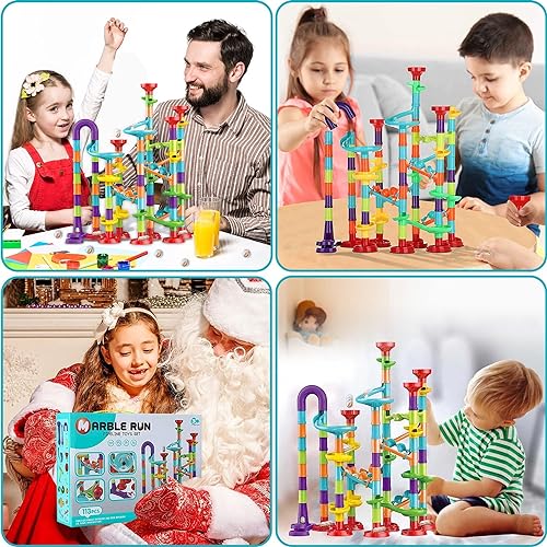 Toys for Boys 4-6 - Marble Runs 3D Maze Game DIY Educational Toys for Kids 5-7 Birthday Gift,Track Pipe Building Blocks Mini Glass Marbles for - WoodArtSupply