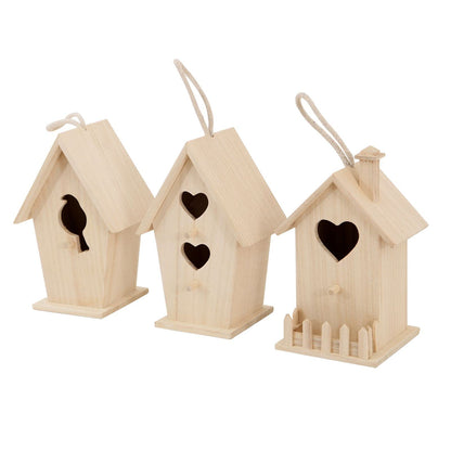 8" Wooden Assorted Birdhouse by Make Market - Unfinished Birdhouse Made of 100% Wood, Outdoor Nesting Boxes - Bulk 6 Pack - WoodArtSupply