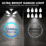 LED Garage Light 4 Pack, 120W Ultra Bright LED Shop Light with 4 Adjustable Panels, 12000LM E26/E27 Base Deformable Ceiling Light Fixtures for Tudoccy