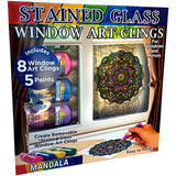 ZORBITZ Joy of Coloring Stained Glass Window Art Clings DIY Kit,8 Clings& 5 Paints,4 Gorgeous,Intricate Mandala Designs,Designed Paint,Removable Joy of Coloring