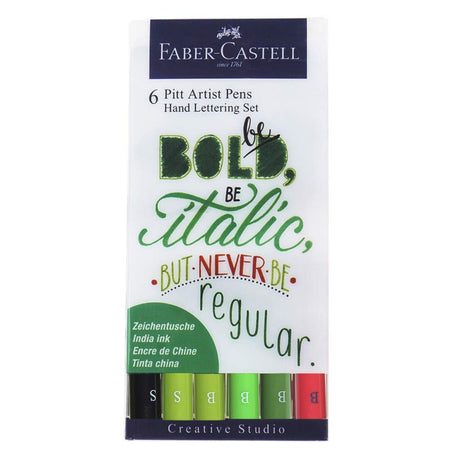 Faber-Castell Pitt Artist Pen Hand Lettering Set - 6 Modern Calligraphy and Lettering Markers in Assorted Nibs and Colors (Be Bold) Faber-Castell