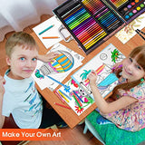 POPYOLA Art Supplies, 180 Piece Drawing Painting Art Kit with Clipboard and Coloring Papers, Gifts Art Set Case with Oil Pastels, Crayons, Colored POPYOLA