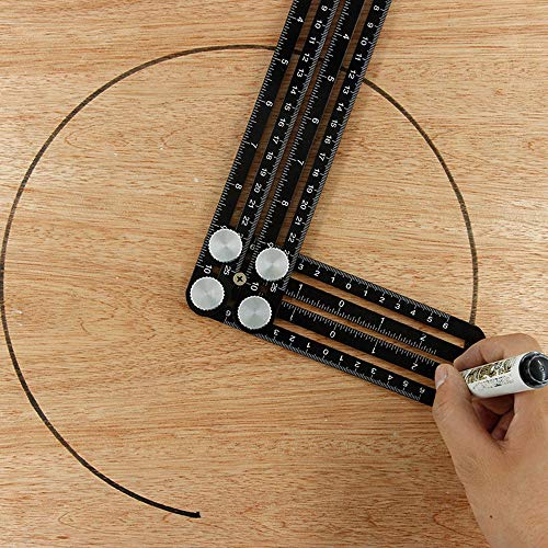 Six-Sided Aluminum Alloy Angle Measuring Tool, Angle Ruler Template Template Tool Full Metal Measuring Rules Layout Tool for Handymen Builders DIY TYMXGHF