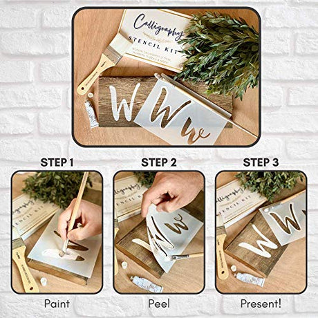 Boutique Calligraphy Stencil Template Kit - 45 Reusable Pieces Includes Lettering Upper and Lowercase both Large Small, Numbers, Punctuation, Laurels Citrusy Boutique
