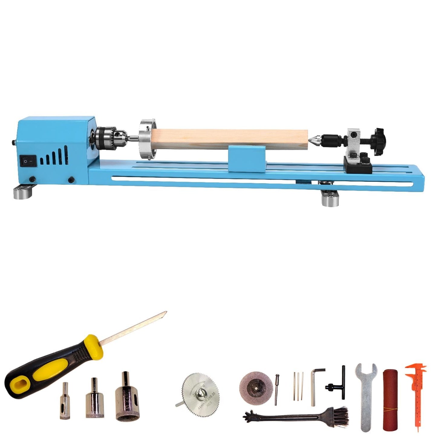 Mini Wood Lathe Machine Multi-Purpose Upgraded And Lengthened Processing Diameter 11inch Support Turning Cutting Sanding Polishing Wood, Professional - WoodArtSupply