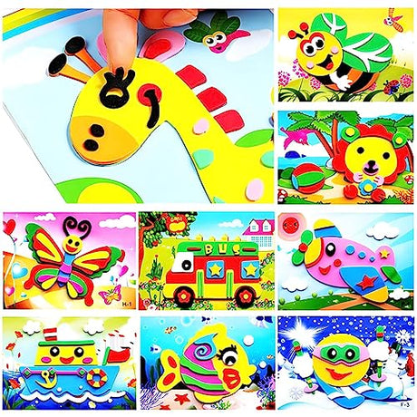 motoeye 20pcs 3D EVA Foam Sticker Puzzle Game DIY Cartoon Animal Learning Education Toys for Toddler Kids Art Craft Kits (kidslove A) motoeye