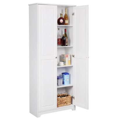 VINGLI Tall Pantry Storage Cabinet, 72'' Kitchen Pantry Cabinet, Freestanding Room Storage, Cupboard, 2 Door Pantry for Laundry Room, Kitchen,