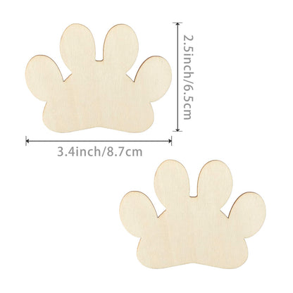 Unfinished The Dog Paw Cat Claw Shape Wooden Tag Wood Cutout Blank Wood Slices Wooden Gift Tags for Christmas Thanksgiving Day Holiday Wedding