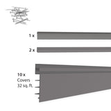 Proslat 88107 Heavy Duty PVC Slatwall Garage Organizer, 8-Feet by 4-Feet Section, 10 Panels, Light Grey PROSLAT