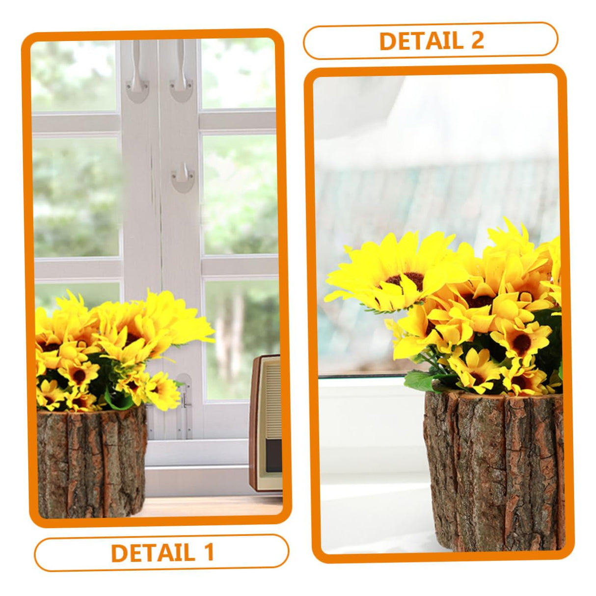 Amosfun 2pcs Wood bark Flower Pot Rustic Flower Pot Flower Arrangement Bucket Tree Planter Flower Storage Pot Flower Planting pots Flower Barrel Amosfun