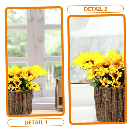 Amosfun 2pcs Wood bark Flower Pot Rustic Flower Pot Flower Arrangement Bucket Tree Planter Flower Storage Pot Flower Planting pots Flower Barrel Amosfun