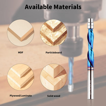 Downcut Spiral Flush Trim Router Bit, 1/4 Inch Shank Solid Carbide Flush Trim Router Bits Spiral with Nano Coated by EANOSIC (1/4" Shank Down-Cut) - WoodArtSupply