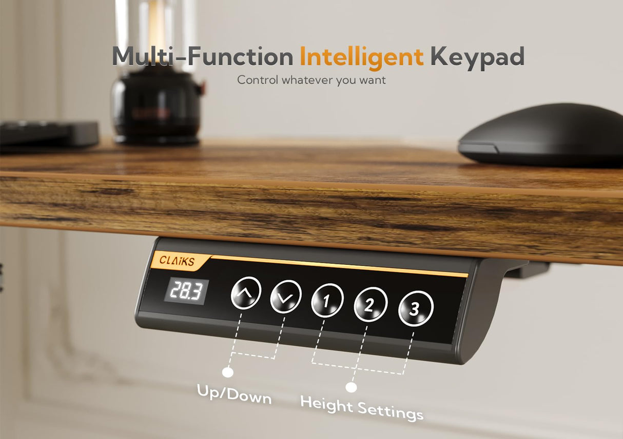 Claiks Standing Desk with Drawers, Stand Up Electric Standing Desk Adjustable Height, Sit Stand Desk Computer Workstation, 48 Inch, Rustic Brown Claiks