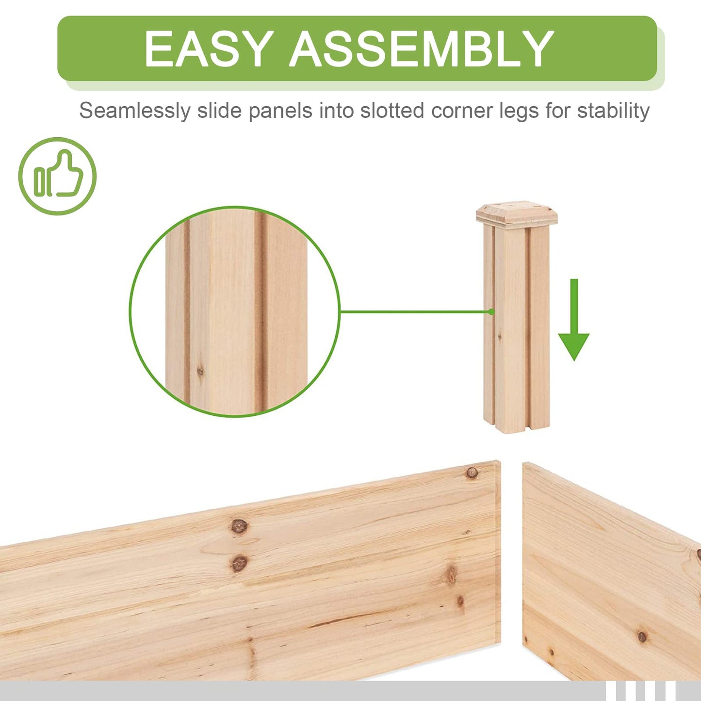 Crownland Outdoor Gardens 8 ft Raised Garden Bed Wooden Patio Raised Beds Backyard Elevated Planter Box Grow Vegetables Fruits Herb Yard Fast Easy