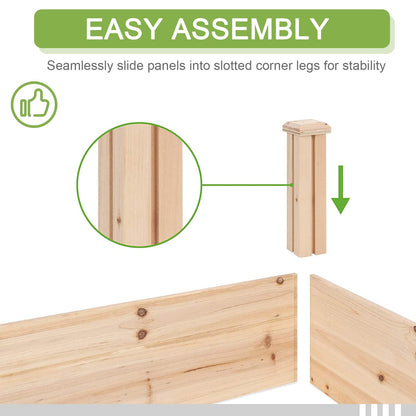 Crownland Outdoor Gardens 8 ft Raised Garden Bed Wooden Patio Raised Beds Backyard Elevated Planter Box Grow Vegetables Fruits Herb Yard Fast Easy