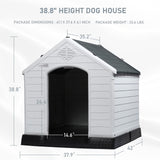 LEMBERI Durable Waterproof Plastic Dog House for Small to Large Sized Dogs, Indoor Outdoor Doghouse Puppy Shelter with Elevated Floor, Easy to LEMBERI