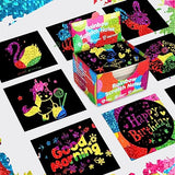 RMJOY Scratch Art Mini Notes: 160 Holographic Rainbow Scratch Paper Magic Craft Card DIY Kit Supplies Party Favor Gift Toy for Kid Art Craft Bulk Set RMJOY