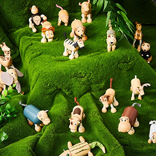 Wettarn Bendable Wooden Animal Toys Flexible Animal Toys Zoo Safari Jungle Animal Figurines Smooth Natural Farm Animals for Preschool Learning Wettarn