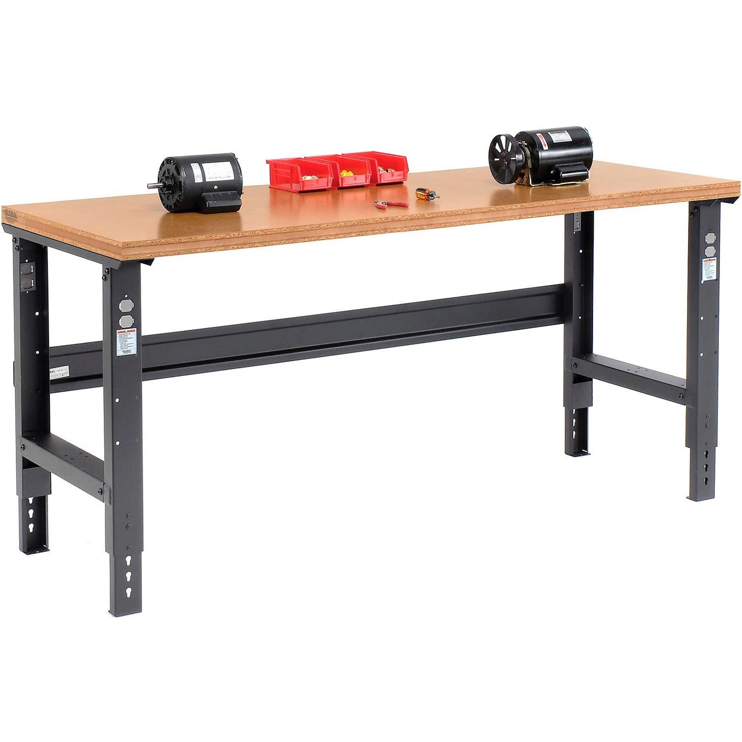 Global Industrial Adjustable Height Workbench C-Channel Leg, 72" W x 36" D, 1-1/2" Shop Top Square Edge, Black - WoodArtSupply