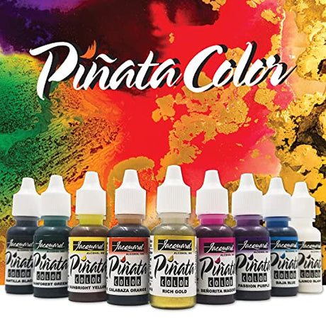 Jacquard Alcohol Ink Set - Pinata Color Exciter Pack - Highly Saturated - Acid-Free - 9 Assorted Colors Half Ounce Jacquard