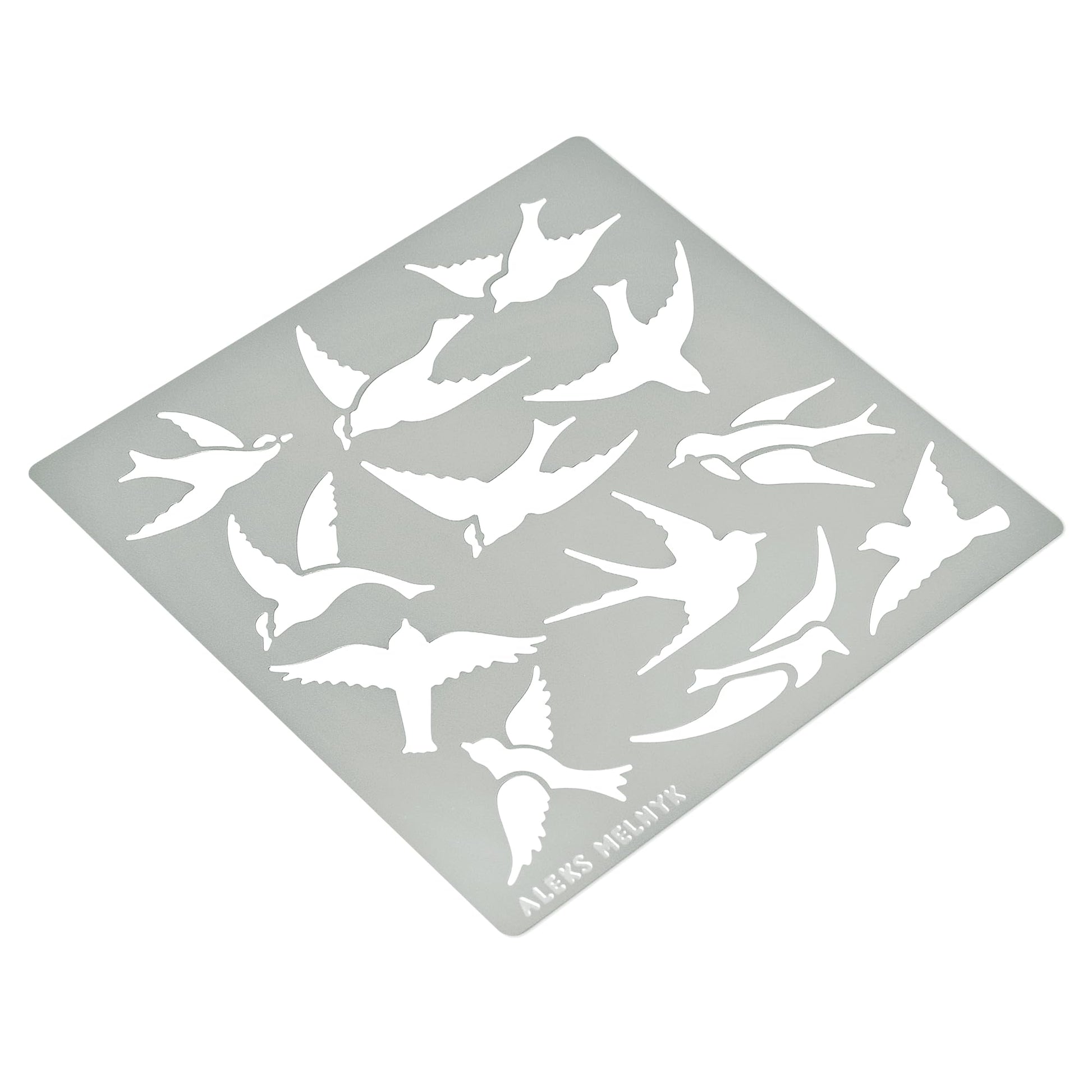 Aleks Melnyk No.468 Metal Stencil, Many Swallows Fly in The Sky, Birds, Animals, Small Stencil, 1 PC, Template for Wood Burning, Engraving, Crafting, - WoodArtSupply