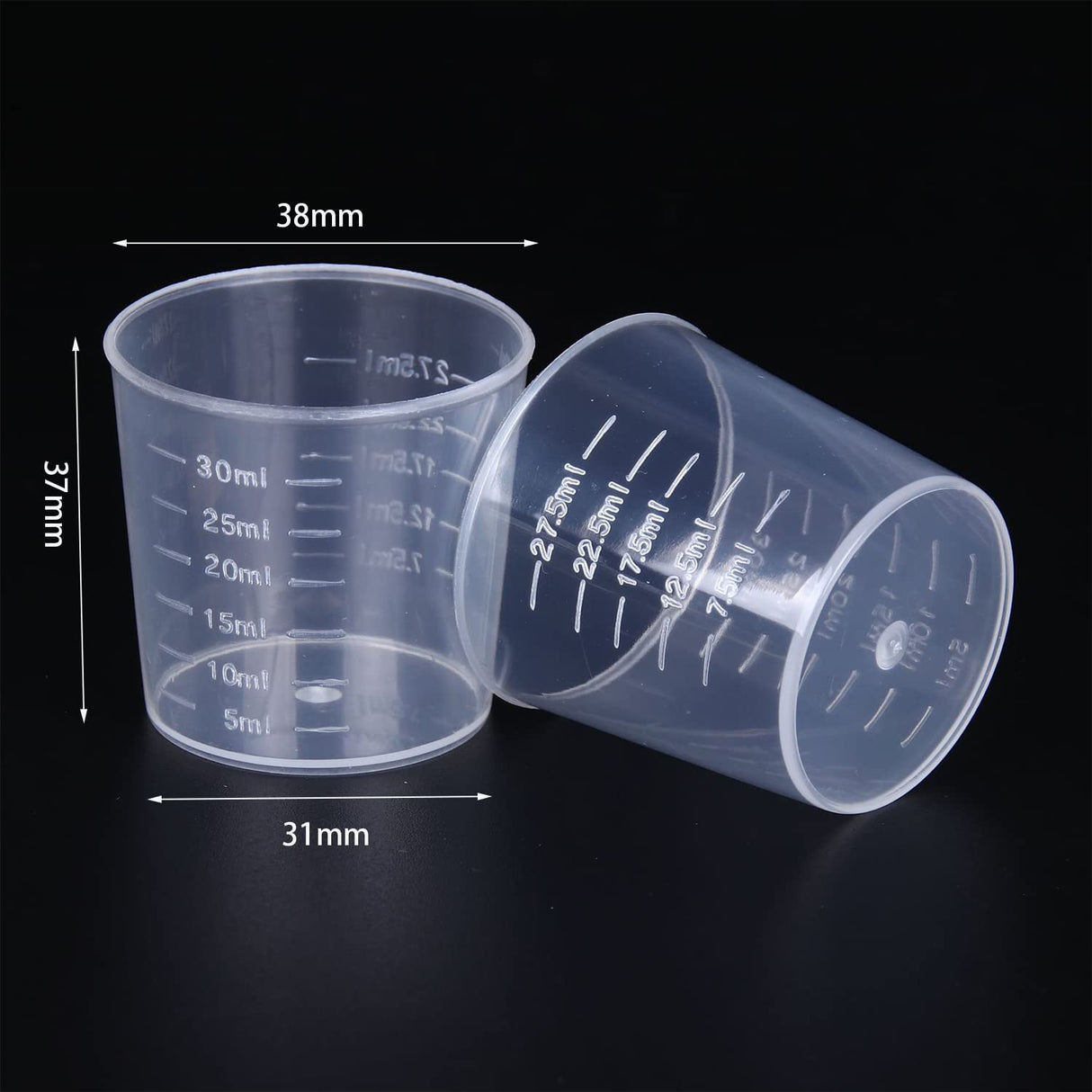 60 Pcs Plastic Graduated Cups 30ml/ 1ounce Transparent Scale Cups Epoxy Mixing Cups, with 50 Pack Wooden Stirring Sticks for Mixing Paint, Stain, Muluo