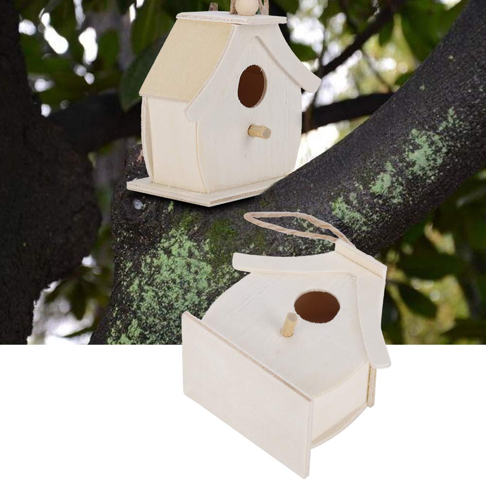 Mokernali 4 Mini Wooden Birdhouses, Hanging Birds Nest Ornaments, 7x4x7cm Outdoor Birdhouse, Charming Decoration for Outdoor Garden, Balcony and Mokernali