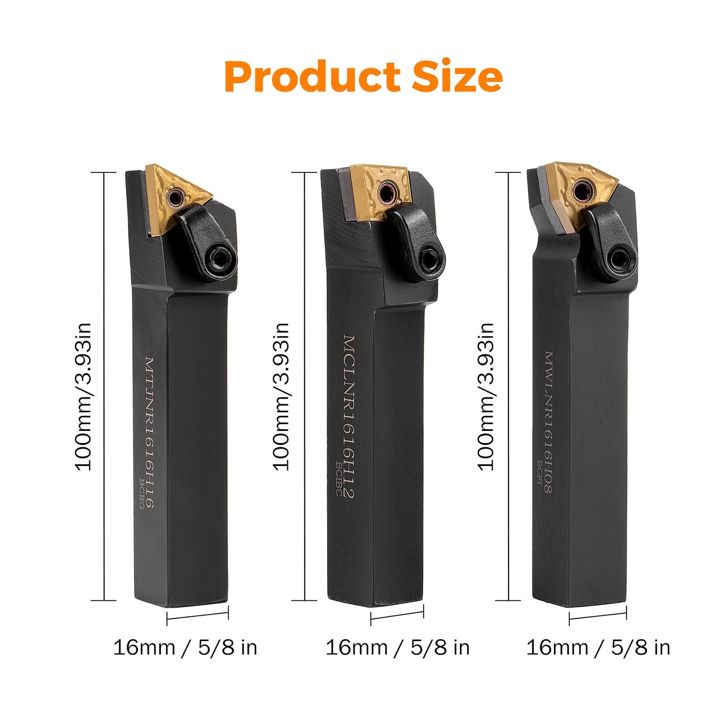 BEAMNOVA 3PCS 5/8" CNC Metal Indexable Lathe Tools Sets Holder MTJNR1616H16, MWLNR1616H08, MCLNR1616H12 Blades WNMG431, CNMG431, TNMG331 BEAMNOVA