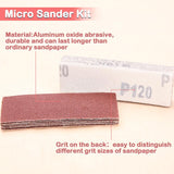 LEONTOOL 100Pcs Micro Detail Sander Paper Kit 3.5x1.2 Inch Hook and Loop Sandpaper Strips 120 Grit, Micro Finishing Sander Paper Detail Sander LEONTOOL