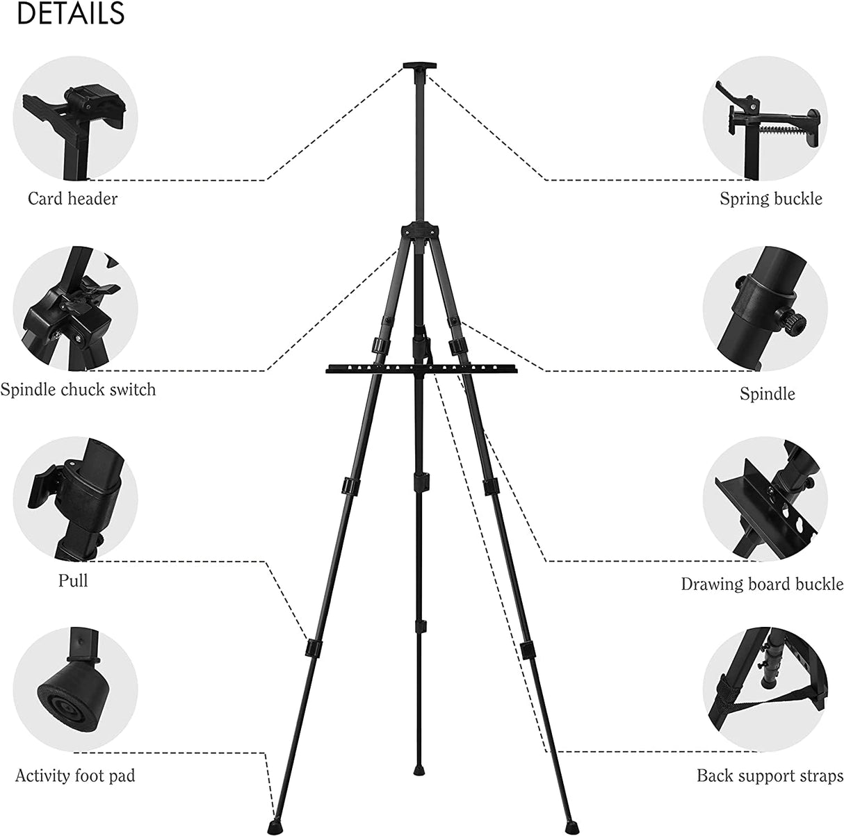 Artify 66 Inches Double Tier Easel Stand, Adjustable Height from 22-66”, Tripod for Painting and Display with a Carrying Bag, Pack, Black ARTIFY art supplies