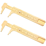 2 Pcs Brass Vernier Caliper Pocket Caliper Handy Caliper Measuring Mini Tool Double Scale Sliding Gauge Metal Pocket Ruler for Bead Wire Jewels Rings Konohan