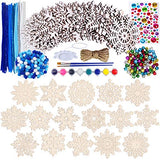 32 Set Christmas Hanging Natural Unfinished Wood Snowflake Cutouts Ornaments Ready-to-Personalize Wood Snowflake Rustic Winter Paintable Wooden Winlyn