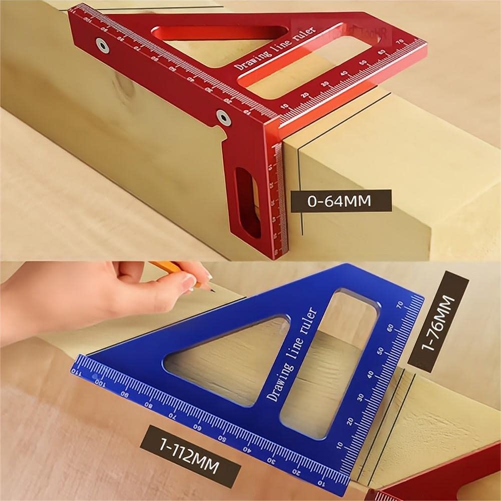KETIPED 3D Multi-Angle Measuring Ruler,45/90 Degree Aluminum Alloy Woodworking Square Protractor, Miter Triangle Ruler High Precision Layout KETIPED