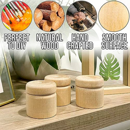 AEVVV 6pcs 2x2-inch Unfinished Mini Round Wooden Box - Proposal Wedding Ring Storage Box - Blank Wooden Jewelry Trinket Box DIY Engagement Ring Box