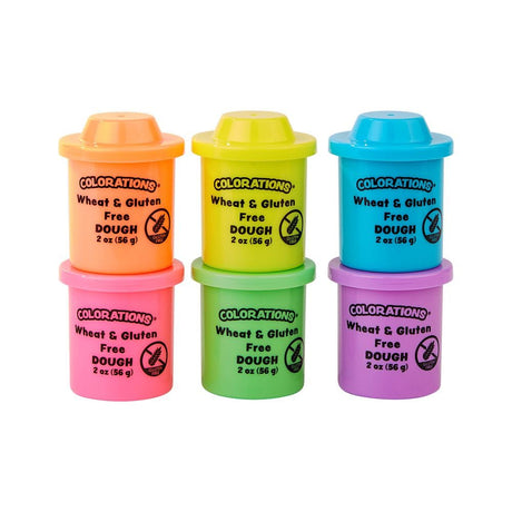 Colorations Wheat & Gluten Free Neon Dough - 6 Colors (2 oz Each) | Non-Toxic, Play Dough, Bulk Set, Sensory Kit, Party Favors, Classroom Pack Colorations