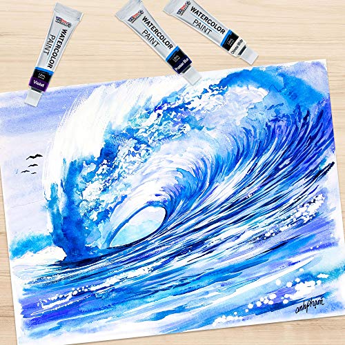 U.S. Art Supply 12ml Premium Vivid Watercolor Artist Aluminum Tube Paint Set (12-Colors) U.S. Art Supply