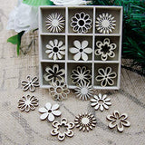IMIKEYA 1 Box of 45pcs Wooden Embellishments Cutouts Wooden Slices Flower Shapes Decorations Unfinished Crafts Ornaments IMIKEYA