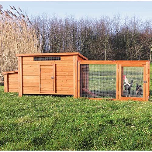 TRIXIE Outdoor Run with Cover, Chicken Cage, Chicken Backyard, Playground, Brown, 45.25 x 26.75 x 27.75 inches TRIXIE
