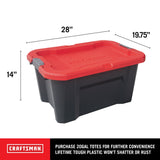CX CRAFTSMAN, 20-Gallon Highly Durable Storage Bin & Dual Latching Lid, (14.3”H x 19.7”W x 28.2”D), Versatile Stacking Tote and Weather-Resistant CX