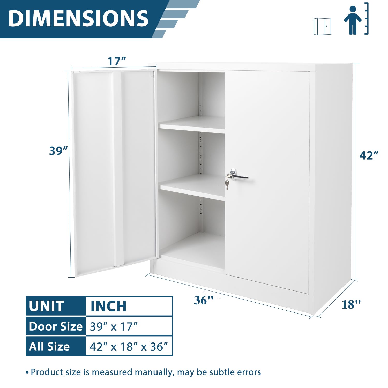 INTERGREAT Locking Cabinet for Office, Bathroom, Home, Laundry Room ,White Steel Storage Heavy Duty Lockable Metal Cabinet with Doors and - WoodArtSupply