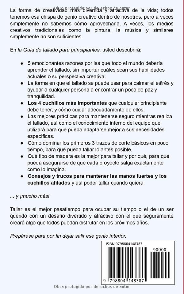 Whittling: Guía de tallado para principiantes: Lo que los talladores de madera necesitan saber para comenzar con el tallado (Spanish Edition) WoodArtSupply