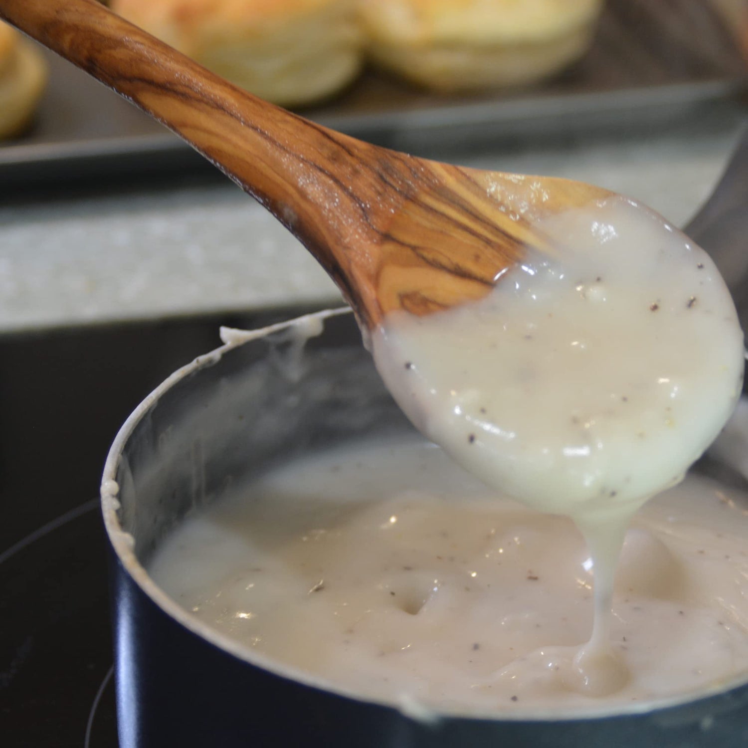 The Live Edge - Handmade Olive Wood Spoon 12" Long handle | Large Wooden Spoon for Cooking, Kitchen Utensil | Single Nonstick Wood Serving Spoons for The Live Edge
