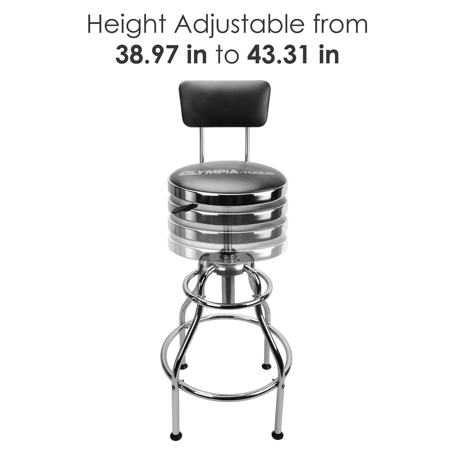 Olympia Tools 82-738 Adjustable Hydraulic Work Stool, Black Olympia Tools