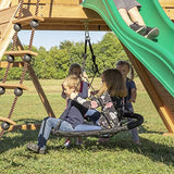 Backyard Discovery Endeavor All Cedar Wood Swing Set Playset for Backyard with Large Clubhouse Wave Slide Rope Ladder Rock Climbing Wall Wave Slide 2 Backyard Discovery