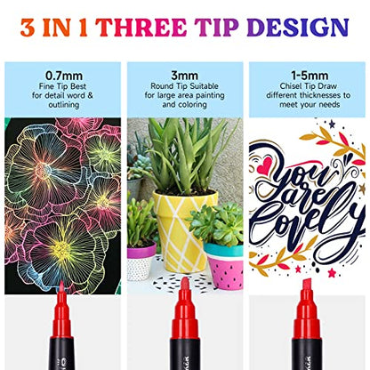 LET'S RESIN 12 Colors Acrylic Paint Markers, 3 Tips Multi-Purpose & High-Capacity Acrylic Paint Pens, Perfect Resin Supplies for Resin Crafts, Rock,