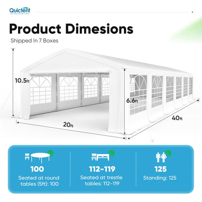 Quictent 20x40 Party Tent Heavy Duty Upgraded Galvanized Gazebo Wedding Canopy Big Tents Carport Event Shelter with Carry Bags