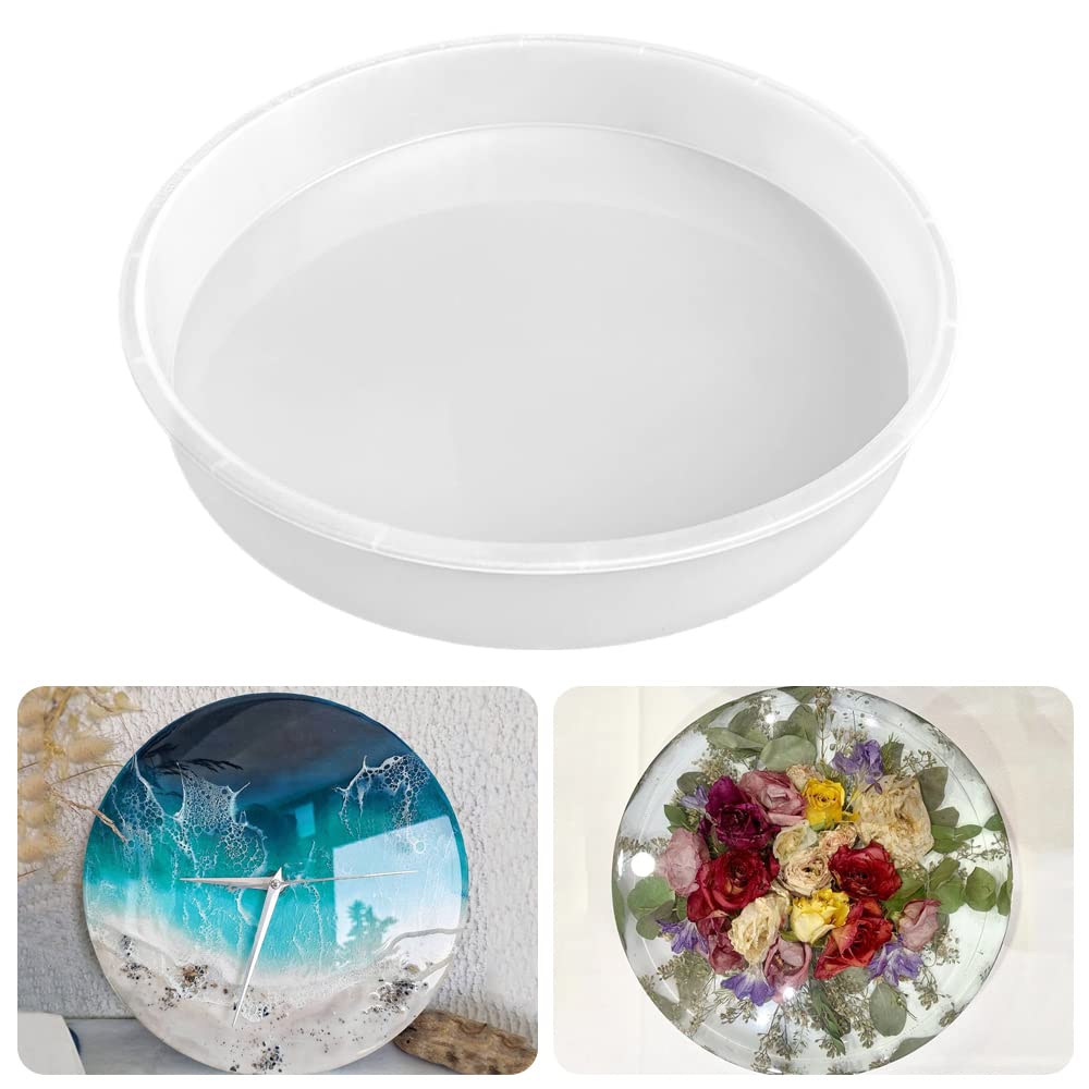 RESINWORLD 8 Pack Thick 4 inches Resin Coaster Molds Set + 14" Round x 2" Deep XL Large Tray Mold ResinWorld