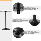 Modern 40" Black Round Bar Table with Solid Top and Sturdy Metal Base Dopinmin